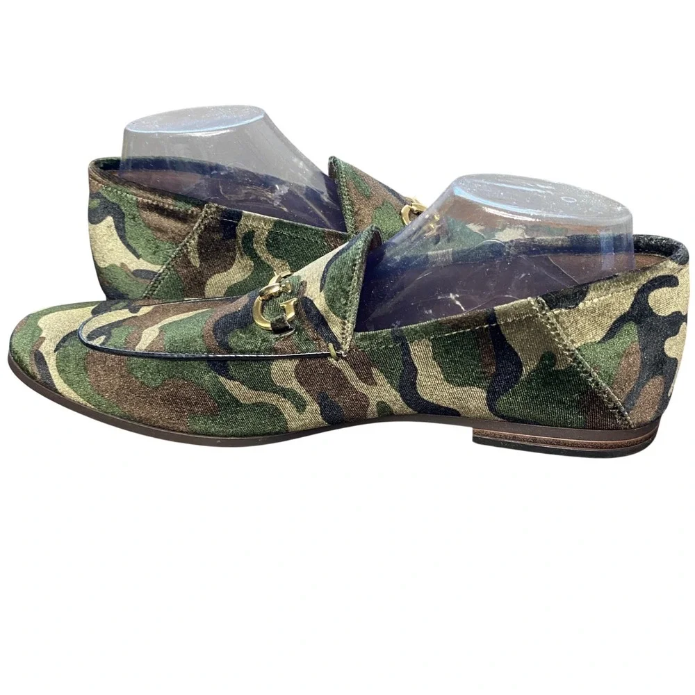 Guess Mens Camouflage Velvet Horsebit Loafer Green Brown Camo‎ Slip On Shoe 10